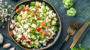 Quick Sprouted Moong Paneer Salad With A Zesty Lemon Tahini Dressing, A Protein-Rich Weight Loss Lunch For Busy Days