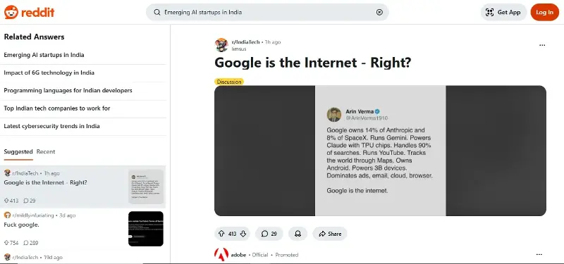 A viral Reddit thread is doing rounds on social media about ‘Who is the internet?' While a user believe Google should be the boss, others pinpoint there are many players in the market who may control the internet in the ways we do not know. A viral Reddit thread is doing rounds on social media about ‘Who is the internet?' While a user believe Google should be the boss, others pinpoint there are many players in the market who may control the internet in the ways we do not know.
